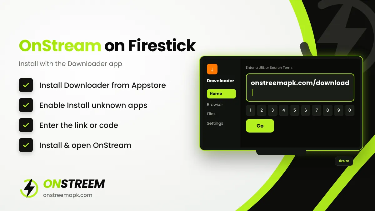 Downloader app on Firestick used to install OnStream APK