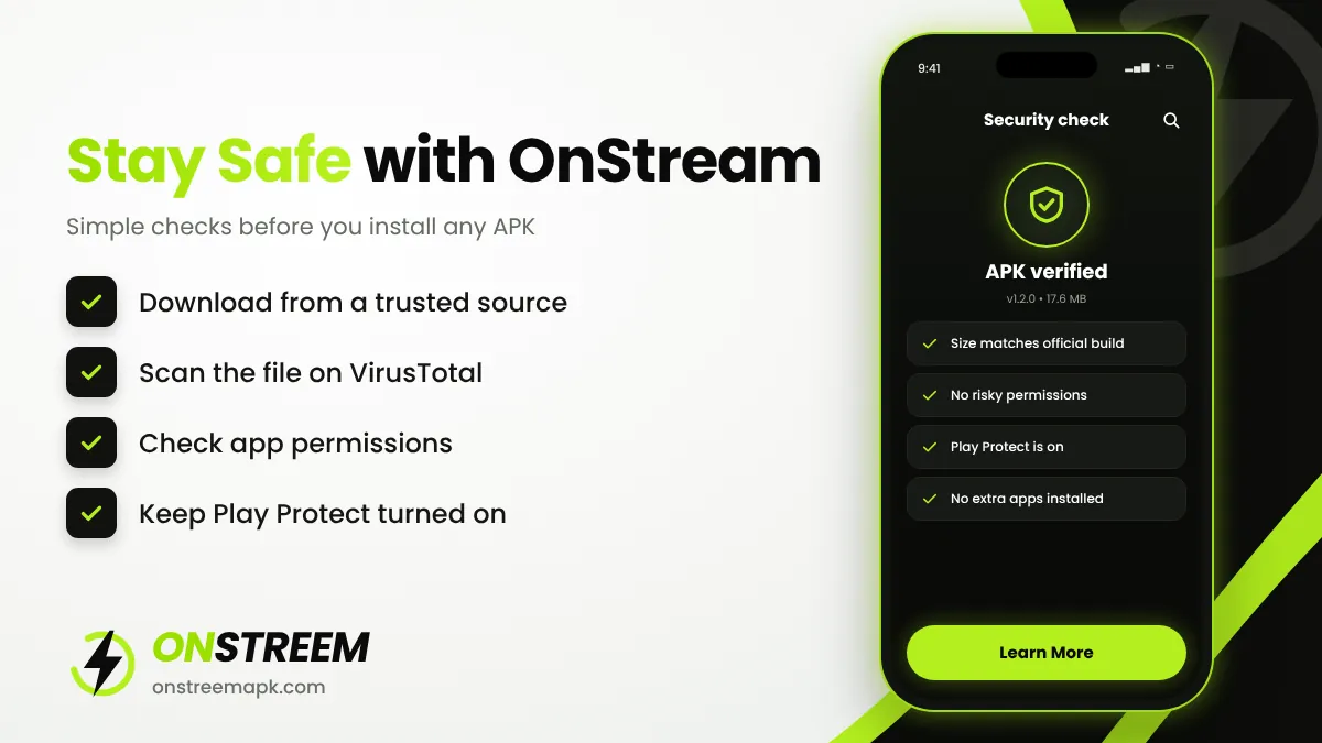 OnStream APK safety checklist