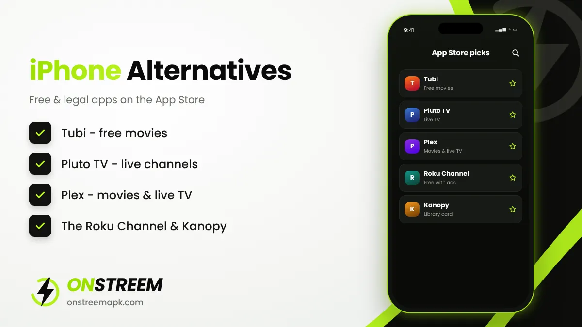 Free legal streaming apps for iPhone instead of OnStream