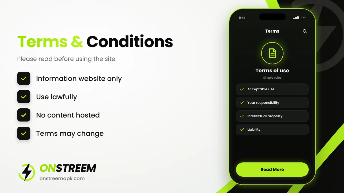 Terms and conditions of OnStreem APK